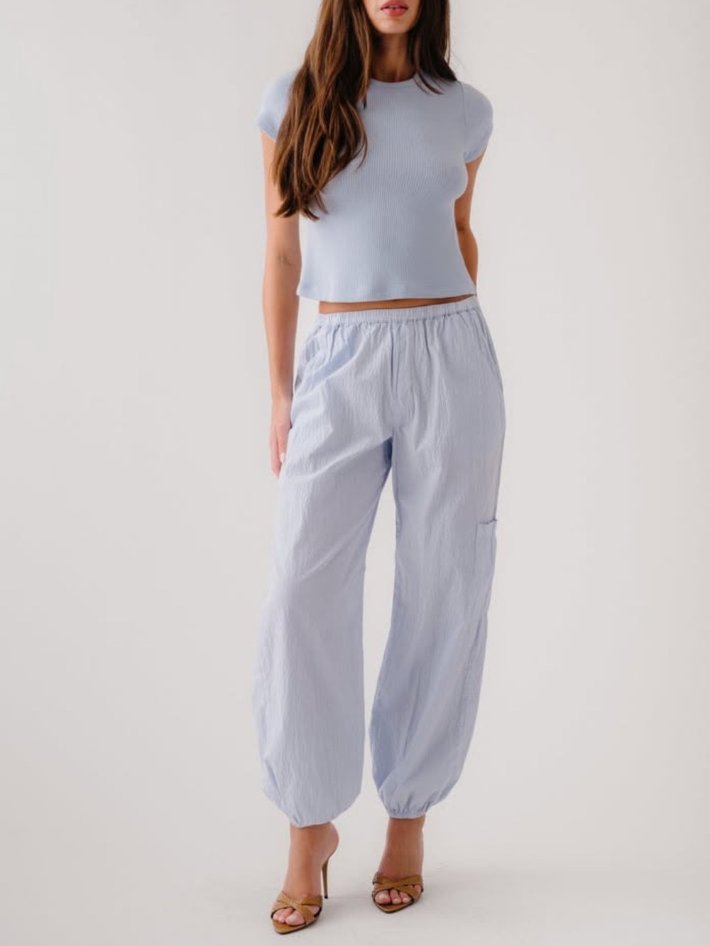 Sablyn Tonni slouchy crinkled jogger pants in whisper blue